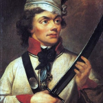 Patron szkoły. Kolorowy portret Tadeusza Kościuszki.