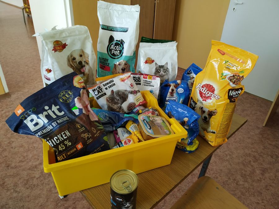 Karma dla psów zebrana podczas akcji.